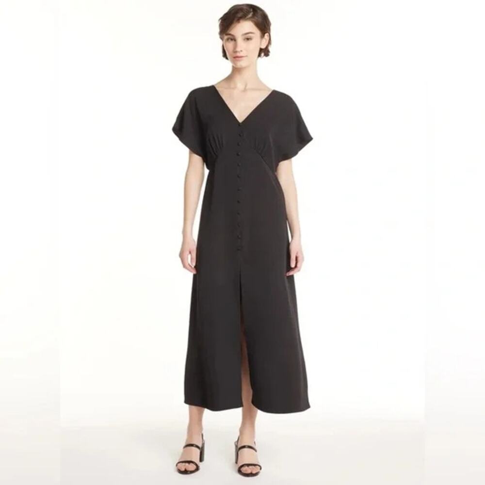 Label Rail x WhatSmitaFound Sz 4 Black Button Down Dress Flutter Sleeve V Neck